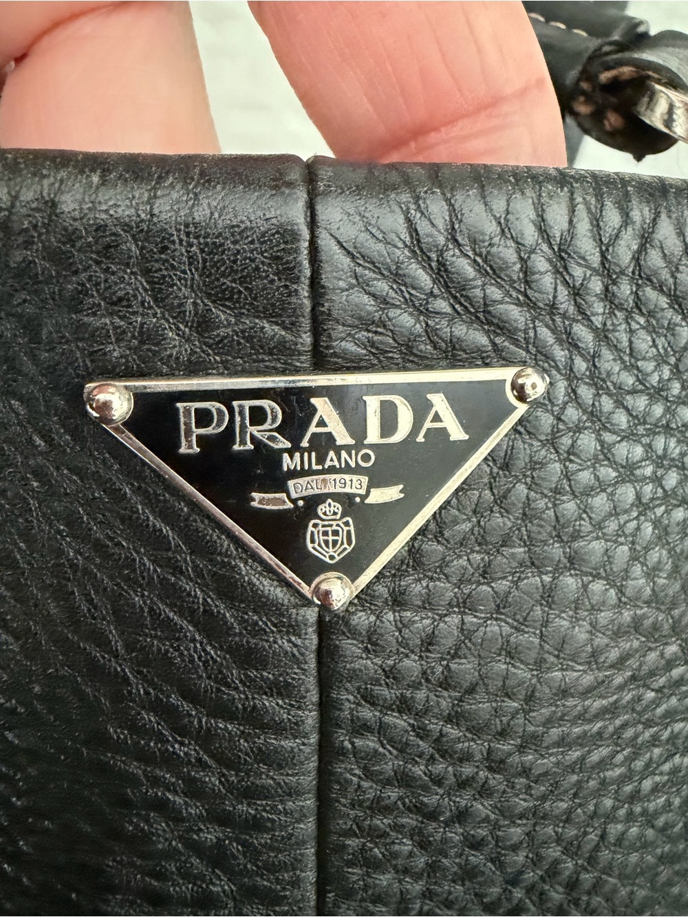 Prada Black Leather Shoulder Bag with Silver Hardware - Picture 5 of 14